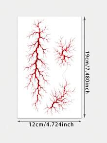 1pc Temporary Tattoo Sticker, Blood Vessel Vein Pattern, Realistic Tattoo Design, For Daily Wear, Bachelorette Party Favors, Music Festival, Game, Graduation Gift, Lasts 3-5 Days - Multicolor - View 11