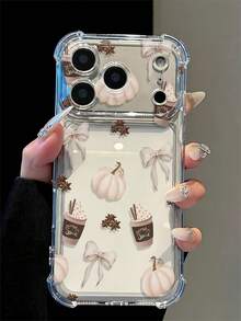 Phone Case - Fashionable Personalized Autumn Pumpkin Spice Latte Bow Pattern Phone Case, Compatible With IPhone 18/18Pro/18ProMax/17/17Pro/17ProMax/16/16Pro/16ProMax/15/14/13/12/11 - Clear - View 2
