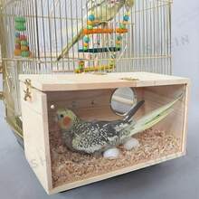 1PC Product, Random Color Style Accessory, Outdoor Garden Decor Bird House Transparent Visible Wooden Breeding Box For Xuanfeng Tiger Skin Parrot, Large/Medium/Small Bird Nest - A - View 3