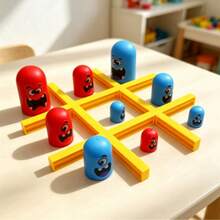 1 Buah - Permainan Papan Kayu Boneka Bersarang Monster Tic Tac Toe, Puzzle Susun Merah Biru 3x3, Mainan Strategi Pesta Keluarga untuk Anak Usia 3+ - MultiWarna - View 8