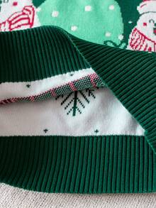 Boys Cute Christmas Bear & Christmas Tree Round Neck Long Sleeve Knitted Pullover Sweater, Suitable For Christmas, Daily Wear, Vacation, Casual, Spring, Autumn, Winter - Green - View 6