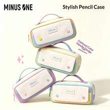 1pc Pastel Color Block Handheld Pencil Case, Large Capacity 10-Layer Multi Compartment Stationery Bag, Waterproof Stain Resistant PVC Pen Pouch With Magnetic Flip Cover, Portable School Storage Bag For Students Back To School Supplies - Dopamine-style Large Capacity Aesthetic Pencil Case - View 6