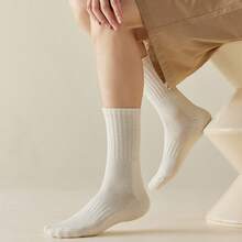 1/3/5/6/10 Pairs Unisex Spring/Autumn/Winter Solid Color Warm Socks, Thick Warm Solid Color Socks, Women's Socks, Simple Solid Color Socks, Halloween Gift - Multicolor - View 5