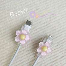 2pcs Transparent Flower Shaped Charging Head Protective Cover Cable Protector, Charger Protector - Multicolor - View 2