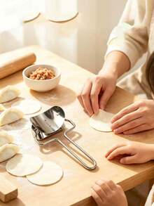 1pc Stainless Steel Dumpling Mold, Dumpling Maker Tool, Dumpling Press, Dumpling Skin Mold, Manual Rolling Pin - View 1