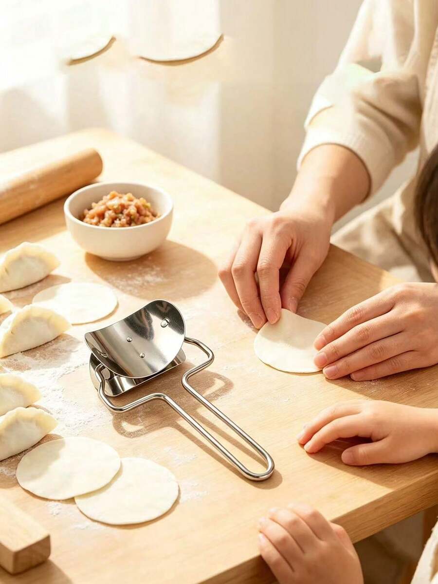 1pc Stainless Steel Dumpling Mold, Dumpling Maker Tool, Dumpling Press, Dumpling Skin Mold, Manual Rolling Pin - View 1