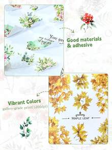 DanSoul Large Rustic Matte PET & Paper Sticker Book, 20 Pre-Cut Planner Stickers, Assorted Botanical & Floral Adult Stickers For Planner, Bullet Journal, Card Making, Collage Art Crafts - Journaling Supplies - View 6
