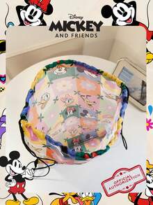 1pc Disney Official License Mickey And Friends/Stitch Print Drawstring Backpack, Lightweight Nylon Sports Bag, Casual Storage Bag, Beach Bag, Gym Bag, Fashion Accessory, Suitable For Girls/Students/Fans, Suitable For School, Sports, Travel, Daily Use - Multicolor - View 5