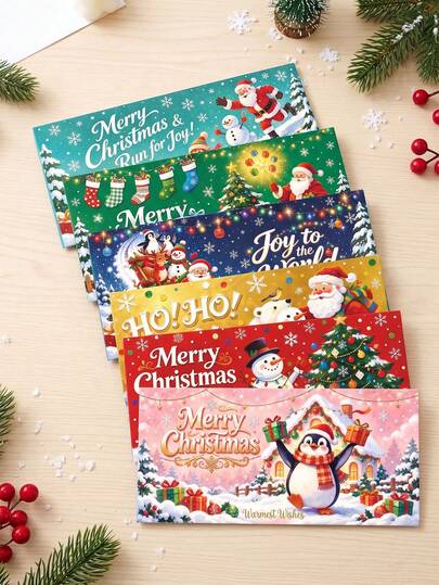 12 pièces Enveloppes de Noël avec motifs de Père Noël, bonhomme de neige, pingouin, sapin de Noël, cartes de Noël, sacs d'expédition, emballage de cartes de Noël, sacs d'argent de Noël, sacs cadeaux de fête de Noël, fournitures de fête de Noël, décorations de Noël, cadeaux du Nouvel An 2027, décorations de fête de Noël, décoration Joyeux Noël pour la maison