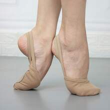 Wuyuan Dance Shoes Canvas Half Sole Ballet DanceHigh Stretch Canvas Fabric Gymnastics Dancing Shoes - Coffee Brown - View 5