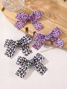 2pcs/12pcs Women's Vintage Brown Leopard Zebra Heart Print Ribbed Bow Hair Clips, Sweet Cute Bow Alligator Hair Clips, Suitable For Daily Casual Autumn/Winter Decorative Wear - Multicolor - View 7