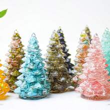 Crystal Crushed Stone Resin Christmas Tree Ornament, Mini Desktop Christmas Tree, Natural Stone Crushed Stone Filled Decorative Christmas Ornament - Multicolor - View 3
