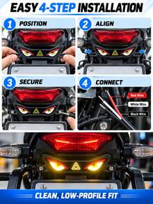 1 Set Demon Eye Dynamic LED Decorative Light, 12V Universal Motorcycle Electric Scooter License Plate Shaped Decorative Light, Vehicle Rear Auxiliary Atmosphere Light Accessory, Battery Not Included - Basic Edition - View 9