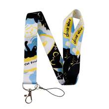 1 Piece Cute Cartoon Cat Lanyards, 4 Styles Kitty Print Neck Strap With Metal Clasp For ID Badge Phone Key Office School Work - Multicolor - View 16