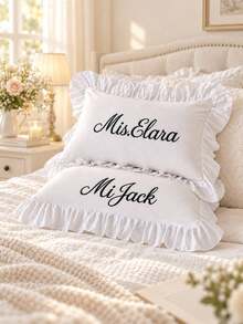 Personalized Wedding Pillowcase, Embroidered Couple Pillowcase, Couple Gift, Newlywed Gift, Wedding Souvenir - Multicolor - View 5