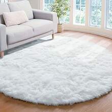 1pc Thickened Round Plush Decorative Area Rug, Suitable For Bedroom, Living Room, Dorm, Kids Play Room - White - View 10