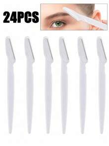 50/24/12/6pcs Clear Jar Packed Facial Dermaplaning Razors For Women, Sharp Stainless Steel Blade Eyebrow Trimmer With Protective Cap, Disposable Portable Face Hair Remover For Eyebrow Shaping, Peach Fuzz Removal & Skin Exfoliation - White - View 9
