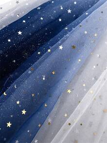 HHMC 1pc Gradient Mesh Star Sequin Decorated Fabric, Transparent Tulle, Suitable For Wedding, Stage And Party Decoration; Floral Packaging Mesh Fabric, 145cm Wide, Handmade DIY Fabric - Multicolor - View 10