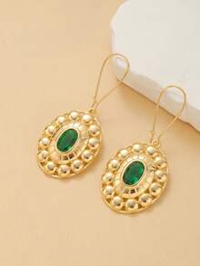 2pcs Fashion Vintage Oval Earrings, Suitable For Women's Daily Commute Wear, Holiday Gift - Gold - View 6