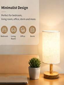 Minimalist Wooden LED Desk Lamp, Bedside Night Light With USB Port And Switch, Decorative Lighting For Bedroom, Guest House, Living Room, Study - Multicolor - View 11