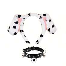 2/4pcs Cow Costume Accessory Set - Polyester Cow Ear Headband, Tail, Bell Collar And Cow Print Knee-High Socks - Washable - Suitable For Animal Theme Party, Cosplay - Multicolor - View 13