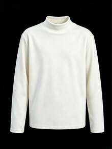 Tween Boy 3 Pieces Set Half-Neck Thickened Fleece Long Sleeve T-Shirts, Suitable For Autumn/Winter Base Layer, Warm And Comfortable Tops For Cold Winter - Multicolor - View 4