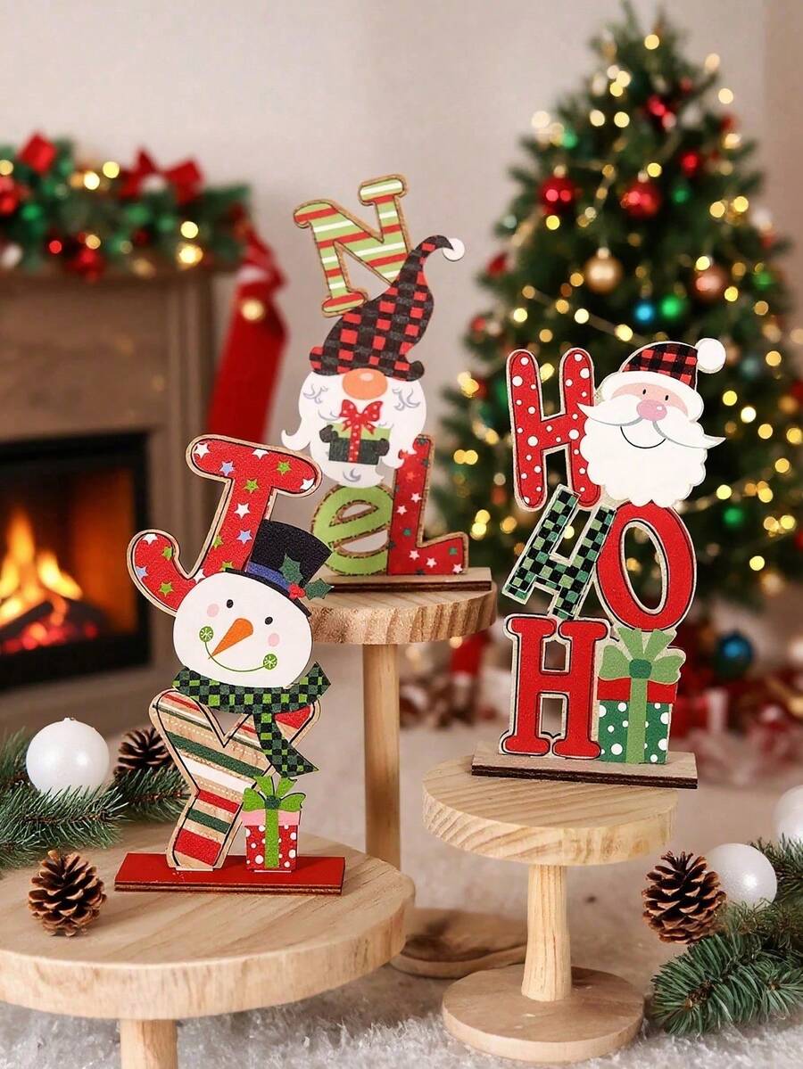 Santa Claus Figurine, Colorful Letter Tabletop Centerpiece, Suitable For Holiday Table Decor, Christmas Home Tabletop Decor, Holiday Decor, Home Decor, Room Decor - A - View 1