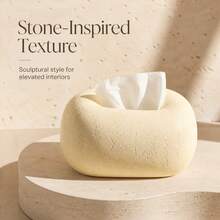 Luxury Resin Faux Stone Tissue Box Cover, Decorative Creative Tissue Holder, Nordic Minimalist Square Tissue Box, Suitable For Living Room Or Bedroom, Practical Aesthetic Holiday Or Housewarming Gift - 1pc - View 1