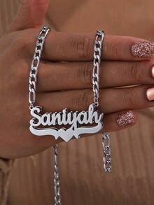 Custom Stainless Steel Double Layer Letter Necklace Heart Pendant Non-Fading Couple Jewelry Gift - Multicolor - View 8
