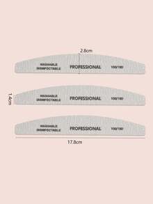 10pcs Professional Crescent-Shaped Nail File 100/180 Grit, Purple Core With Teeth, Nail Shaping Tool, Durable - Grey - View 5