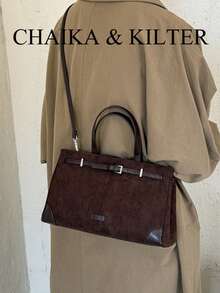 1pc Suede Fabric Handbag With Adjustable Shoulder Strap, Suitable For Commuting, Shopping And More - Coffee - View 12