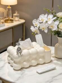 Cloud-Shaped Tissue Box With Storage Compartment, Bubble Art Tissue Holder, Can Hold Tissues And Remote Control, Decorative Napkin Dispenser Storage Box, Suitable For Car, Bathroom, Living Room, Bedroom, Desk, Home, Office, Dorm - Multicolor - View 1