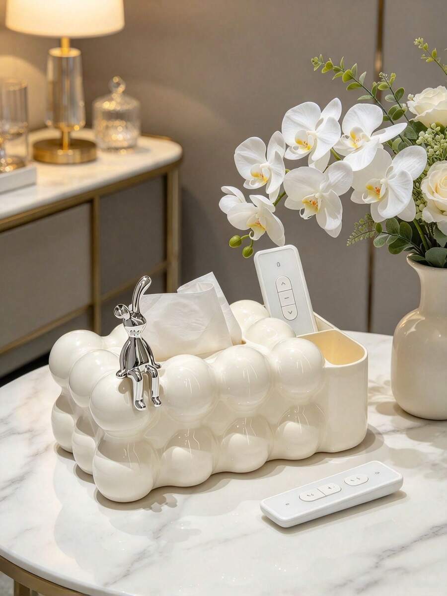 Cloud-Shaped Tissue Box With Storage Compartment, Bubble Art Tissue Holder, Can Hold Tissues And Remote Control, Decorative Napkin Dispenser Storage Box, Suitable For Car, Bathroom, Living Room, Bedroom, Desk, Home, Office, Dorm - Multicolor - View 1
