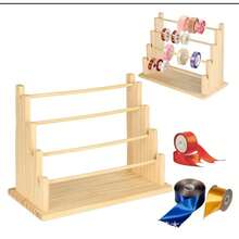Tempat Penyimpanan Pita Kayu untuk Meja, Pita Satin untuk Kemasan, Kawat Perhiasan, Rak Penyimpanan Senar Pancing, Pita Kertas, Tali Elastis, Tempat Penyimpanan Gelang - 1PC - View 1