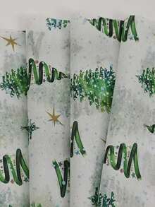 1/10/20pcs 50x35cm Christmas Tree Pattern Tissue Paper, Winter Holiday DIY Handmade Wrapping Paper, Waterproof Reusable Indoor Desktop Gift Box Gift Bag Filler Packaging Paper - Multicolor - View 6
