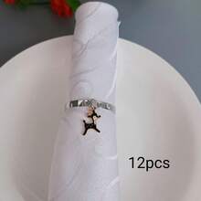 Home Decor Napkin Rings Table Decoration, Suitable For Holidays, Parties, Birthdays, Weddings, Dinners, Gatherings And Other Daily Creative Decor, Multiple Styles And Elements, Christmas Napkin Rings Metal Embossed Hammered Texture Ring Buckle, 4pcs/12pcs/102pcs Optional. - Multicolor - View 23
