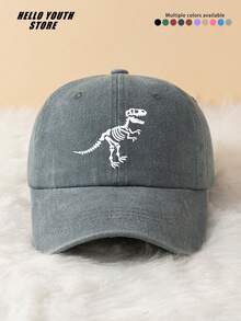 1pc Funny Dinosaur Skeleton Print Baseball Cap, Lightweight, Comfortable Multi-Functional Baseball Hat, Washed Vintage Hat, Suitable For Daily Outings And Life Use, Daily Outfit Decorative Hat - A - View 13