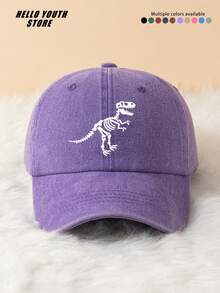 1pc Funny Dinosaur Skeleton Print Baseball Cap, Lightweight, Comfortable Multi-Functional Baseball Hat, Washed Vintage Hat, Suitable For Daily Outings And Life Use, Daily Outfit Decorative Hat - A - View 11