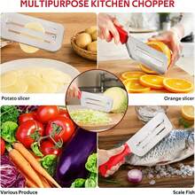 4PCS/1PC Red Handle Stainless Steel Cabbage Shredder, Handheld Vegetable Slicer For Salad, Multifunctional Kitchen Veggie Grater - Multicolor - View 8