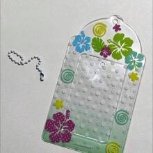 熱帶花卉圖案透明卡套，波點背景卡套吊飾，透明視窗卡保護套，適合收藏小卡、銀行卡與交通卡 - A - 查看 8