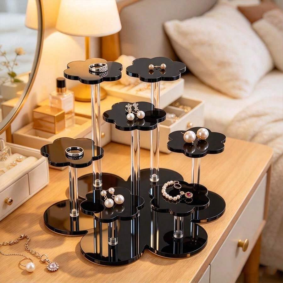 Flower-Shaped Acrylic Jewelry Display Stand, High-End Minimalist Jewelry Display Rack, Jewelry Storage Box, Jewelry Organizer, Jewelry Display Stand - Multicolor - View 1