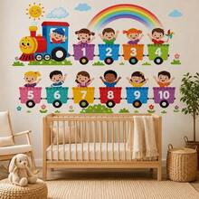 1pc Educational Wall Sticker, Alphabet Train Pattern Self-Adhesive Wall Decal, Bedroom Entryway Living Room Hallway Home Decor Wall Sticker, Removable Sticker, School Wall Decoration - HG23 - View 2