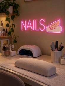 1PC Personalized Nail Salon Neon Light, Custom Text LED Wall Sign With Manicure Hand Design, Pink Light Up Decor For Nail Studio, Beauty Room, Spa Table, Nail Tech Workspace, Reception Wall, Vanity Area & Gift - Multi-color 9 - View 5