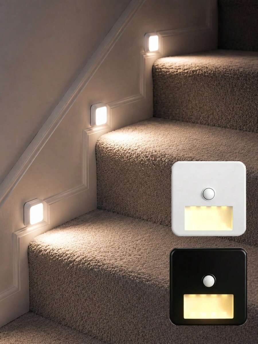 6pcs Motion Sensor LED Wall Lights, Suitable For Stairs, Bedroom, Hallway, Bathroom, Corridor And Cabinet, Auto On/Off When Motion Detected, Ideal For Night Lighting - Motion Sensor Wall Light - View 1