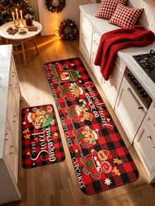 1pc, Daily Home Kitchen Mat With Christmas Gingerbread Man Pattern, Seasonal Decorative Mat, Holiday Design, Christmas Decoration, Perfect Christmas Gift, Perfect For Christmas And New Year Celebrations, Kitchen Rug, Kitchen Mat, Kitchen Carpet, Door Mat, Small Rug, Carpet, Runner Rug, Floor Mat, Home Decor, Area Rug, Outdoor Mat, Home Decor, Area Carpet, Bedroom Rug, Washable Carpet, Suitable For Party Decor - Christmas - View 2