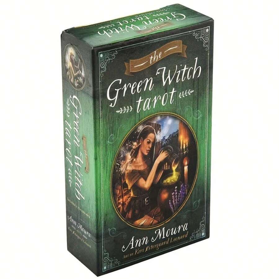 1pc-The Green Witch Tarot Cards Deck,78-Card Tarot Deck With Guidebook,Fortune-Telling Oracle Cards Set ForBeginners & Tarot Lovers, DivinationGame, Spiritual Meditation Gift - Multicolor - View 1