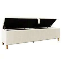 Storage Bed Bench, 175 X 38 Cm, Upholstered Bench With Hydraulic Storage, Storage Box, Suitable For Bedroom, Living Room And Hallway, Beige Corduroy Look. - Beige - View 6