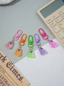 Cute Mini Fluorescent Ghost Keychain, Transparent Resin Ghost Bag Charm, Handbag Backpack Decorative Accessory, Halloween Party Gift - Multicolor - View 3
