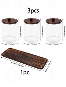 3pcs Transparent Plastic Round Cotton Swab Storage Box (With Tray) / 1pc Modern Portable Desktop Storage Box (For Home) - Multicolor - View 10