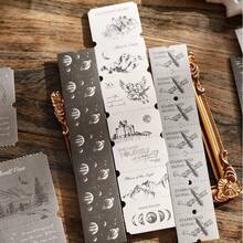 Vintage Tearable Label Stickers Twilight Label Collection Series, Long Paper Stickers, Suitable For Scrapbooking, Notebook DIY Collage Decoration, Aesthetic Handmade Decorative Stickers - one-size - View 3
